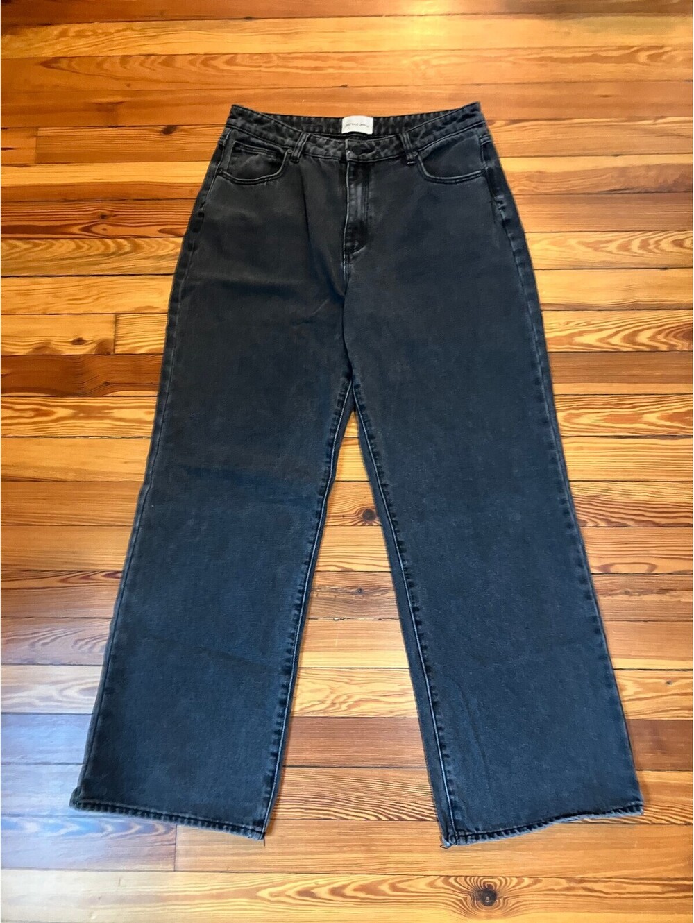 Abrand Jeans 95 Mid Baggy Washed Black Size 30 AU 12 Mid Rise Wide Leg Denim